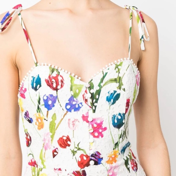 Alice + Olivia | Rosette Floral Eyelet Cotton Minidress | Kiss my Tulip - Picture 10 of 17